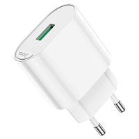 Мережевий зарядний пристрій Hoco C109A Single USB-A QC3.0 18w White - придбати в Дніпрі, Україні: ціна, характеристики | інтернет-магазин TOUCH