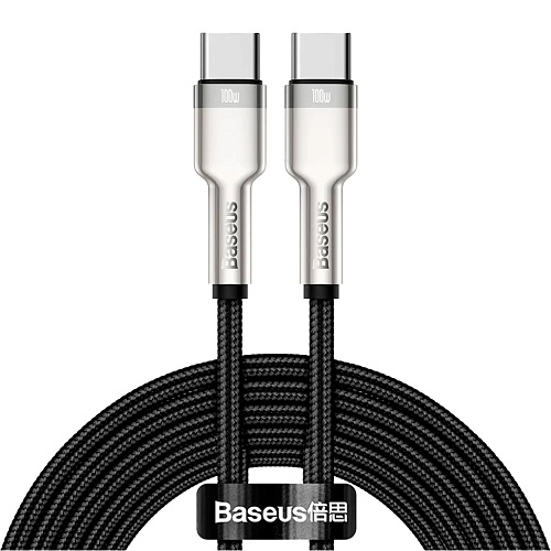 Кабель Baseus Cafule Metal USB-C to USB-C 100W 1m Black (CATJK-C01) - придбати в Дніпрі, Україні: ціна, характеристики | інтернет-магазин TOUCH