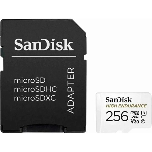 Карта памяти SanDisk microSDXC 256GB UHS-I High Endurance U3 V30 R-100MB/s + SD Adapter (SDSQQNR-256G-GN6IA)
