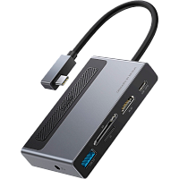 USB-хаб Baseus Magic Multifunctional Type-C HUB with a Retractable Clip Standard Edition Space Gray (CAHUB-DA0G)