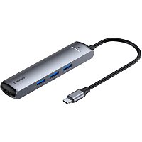 USB-хаб Baseus Mechanical Eye 6-in-1 Type-C to 3xUSB3.0+RJ-45+HDMI Gray (CAHUB-J0G) - придбати в Дніпрі, Україні: ціна, характеристики | інтернет-магазин TOUCH