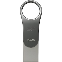 USB флеш-накопитель Silicon Power Mobile C80 64GB USB-A 3.2 Gen 1 / USB-C Silver (SP064GBUC3C80V1S)
