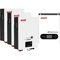 Система хранения энергии Must PV18-4024ECO 24V 4kWh + 3 АКБ LP16-24100 7.6kWh (25.6V/100Ah/2560Wh)