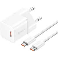 Мережевий зарядний пристрій Baseus GaN5 Mini 20W + Cable USB-C - USB-C White (P10110900213-01)  - придбати в Дніпрі, Україні: ціна, характеристики | інтернет-магазин TOUCH
