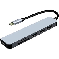USB-хаб Prologix 6-in-1 Type-C to HDMI+1xUSB3.0+2xUSB2.0+TF+SD (PR-WUC-104B)