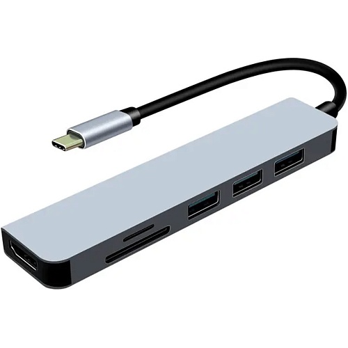 USB-хаб Prologix 6-in-1 Type-C to HDMI+1xUSB3.0+2xUSB2.0+TF+SD (PR-WUC-104B)