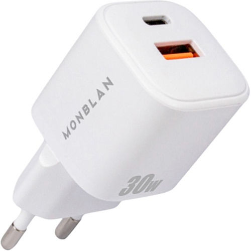 Мережевий зарядний пристрій Monblan Nano Series 30W USB-A + USB-C White - придбати в Дніпрі, Україні: ціна, характеристики | інтернет-магазин TOUCH