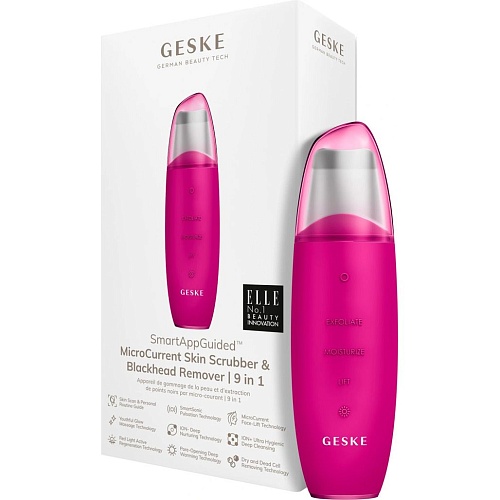 Микротоковый скрабер для лица GESKE MicroCurrent Skin Scrubber&Blackhead Remover 9в1 Magenta (HB0142)