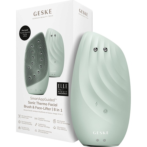 Чистящая щетка для лица GESKE Sonic Thermo Facial Brush&Face-Lifter 8в1 Green (HB0096)