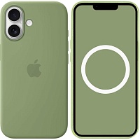 Чохол Silicone Case with Button, Animation & MagSafe для Apple iPhone 17 Light Moss AAA