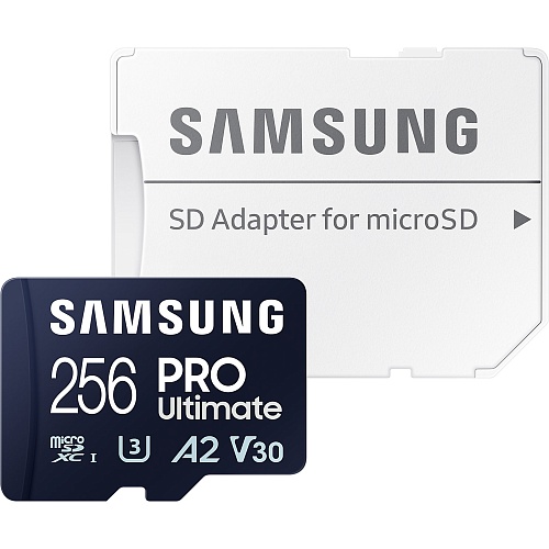 Карта памяти Samsung microSDXC PRO Ultimate 256GB Class 10 UHS-I U3 V30 A2 + SD Adapter (MB-MY256SA)