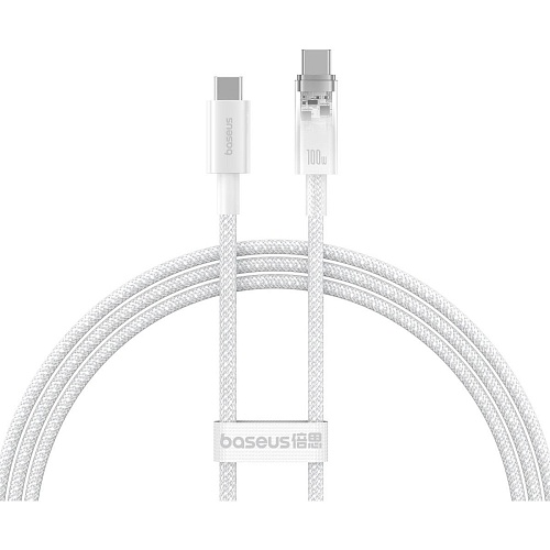 Кабель Baseus Explorer with Smart Temperature Control USB-C to USB-C 100w 2m Stellar White (P10319703221-01)