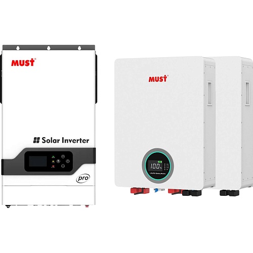 Система хранения энергии Must PH18-5248 PRO 48V 5.2kW + 2 АКБ LP16-48200 20.4kWh (51.2V/200Ah/10240Wh)