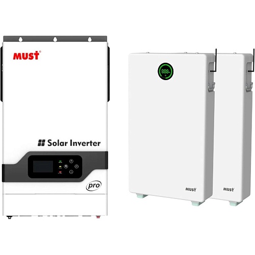 Система хранения энергии Must PH18-5248 PRO 48V 5.2kW + 2 АКБ LP28-48200 20.4kWh (51.2V/200Ah/10240Wh)