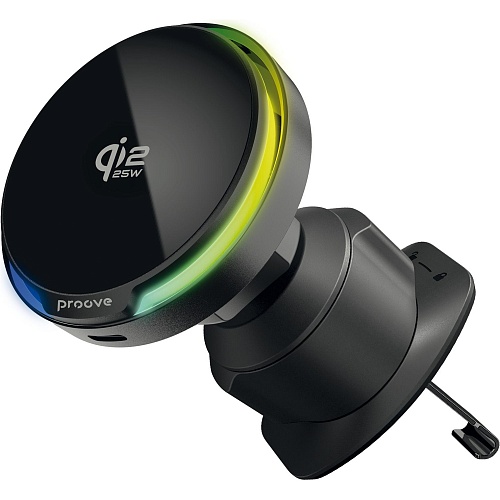 Автодержатель с беспроводной зарядкой Proove Spark Qi2.2 25W Black (WHSQ25002001)
