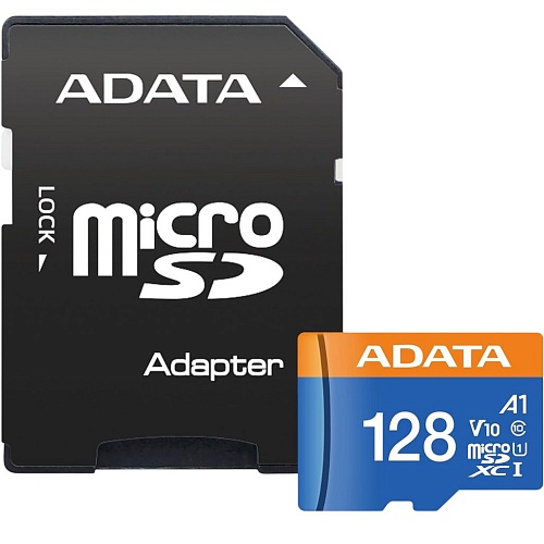 Карта памяти ADATA MicroSDXC Premier 128Gb Class 10 UHS-1 A2 + SD адаптер (AUSDX128GUICL10A1-RA1)