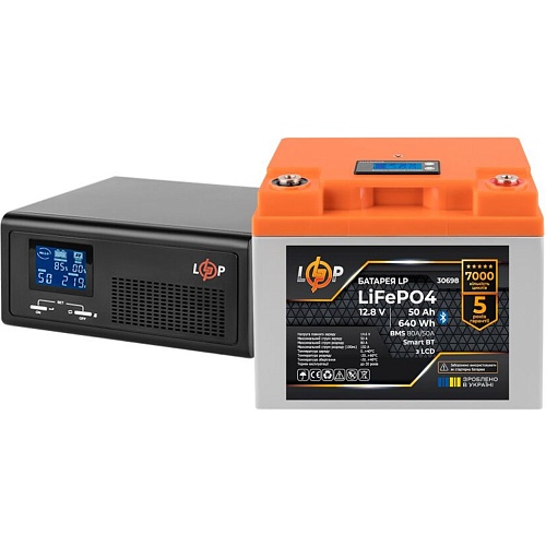 Источник бесперебойного питания (ИБП) LogicPower LPE-B-PSW-1000VA + АКБ LiFePO4 640Wh Smart BT (37441)