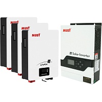 Система хранения энергии Must PV18-3224 VPM ll Series 24V 3.2kW + 3 АКБ LP16-24100 7.6kWh (25.6V/100Ah/2560Wh)