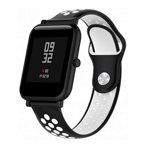 Универсальный ремешок для Amazfit Bip 20mm Black-White (AMZBPSILNIKE-BW)