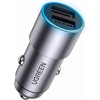 Автомобильное зарядное устройство Ugreen CD130 Dual USB Car Charger 24W 2.4A Gray (50592)