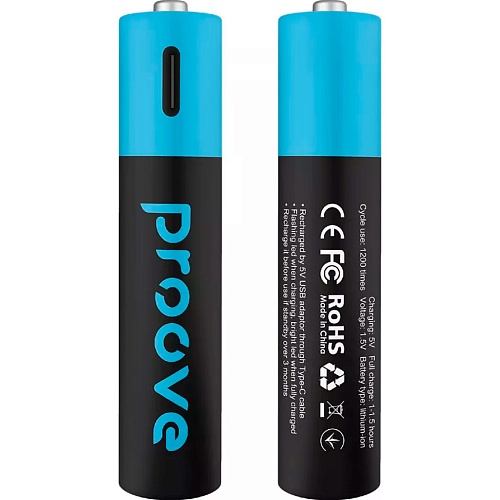 Аккумуляторные батарейки Proove USB-C Compact Energy 750mAh AAA 2шт Black (RBCE75010008)