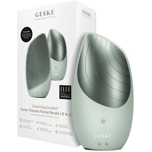 Чистящая щетка для лица GESKE Sonic Thermo Facial Brush 6в1 Green (HB0085)