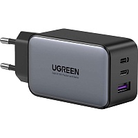 Сетевое зарядное устройство Ugreen CD244 USB-A + 2xUSB-C 65W GaN Tech Fast Charger Grey (10335)