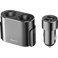 Автомобільний зарядний пристрій Baseus High Efficiency One to Two Cigarette Lighter Black (CRDYQ-01) - придбати в Дніпрі, Україні: ціна, характеристики | інтернет-магазин TOUCH