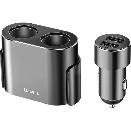 Автомобільний зарядний пристрій Baseus High Efficiency One to Two Cigarette Lighter Black (CRDYQ-01) - придбати в Дніпрі, Україні: ціна, характеристики | інтернет-магазин TOUCH