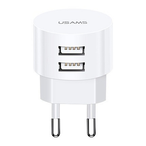 Сетевое зарядное устройство Usams T20 2USB 2.1A  (White)