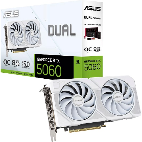 Видеокарта Asus Dual GeForce RTX 5060 8GB OC Edition White (DUAL-RTX5060-O8G-WHITE) UA
