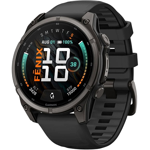 Смарт-часы Garmin Fenix 9 47mm Carbon Gray DLC Titanium with Black Silicone Band (010-04762-10/11)