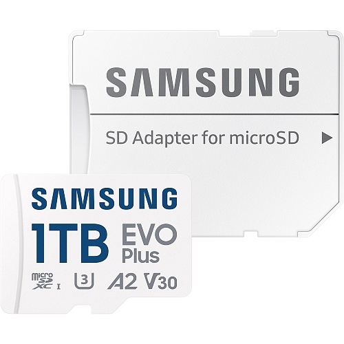 Карта памяти Samsung microSDXC EVO Plus 1TB Class 10 UHS-I U3 V30 A2 + SD Adapter (MB-MC1T0SA/EU)