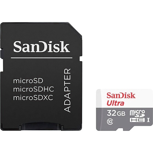 Карта памяти SanDisk microSDHC 32GB UHS-I Ultra A1 + SD Adapter (SDSQUNR-032G-GN3MA)