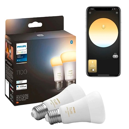 Умная лампочка Philips Hue E27 White Ambiance 1100лм 75Вт 8W ZigBee, Bluetooth, Apple HomeKit 2 шт(929002468404)