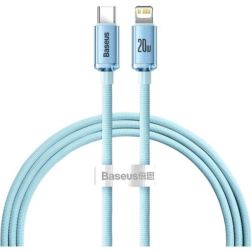 Кабель Baseus Crystal Shine Series USB-C to Lightning 20W 1.2m Sky Blue (CAJY001303)