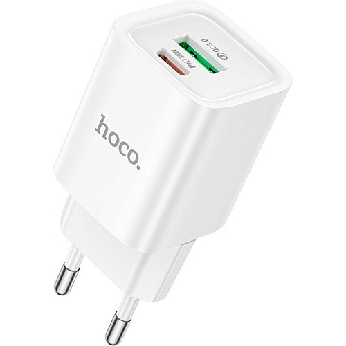 Сетевое зарядное устройство Hoco C149A Charm PD30W+QC3.0 USB-C/USB-A White (630337)