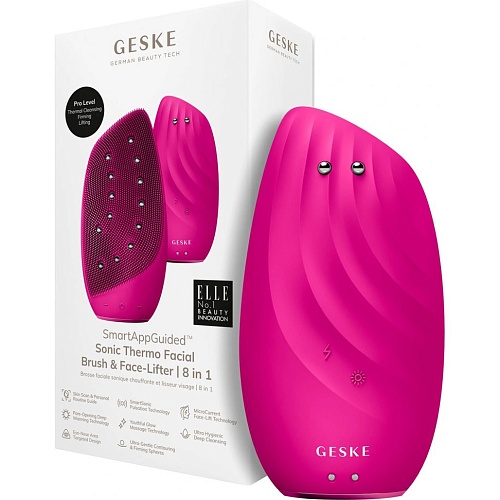 Чистящая щетка для лица GESKE Sonic Thermo Facial Brush&Face-Lifter 8в1 Magenta (HB0087)