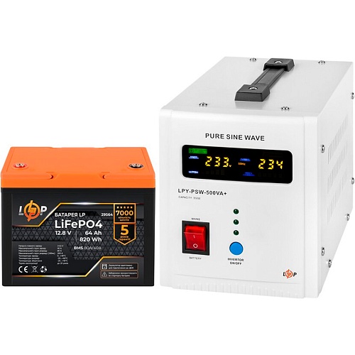 Источник бесперебойного питания (ИБП) LogicPower B500 + LiFePO4 820 Wh (29911)