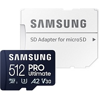 Карта памяти Samsung microSDXC PRO Ultimate 512GB Class 10 UHS-I U3 V30 A2 + SD Adapter (MB-MY512SA)