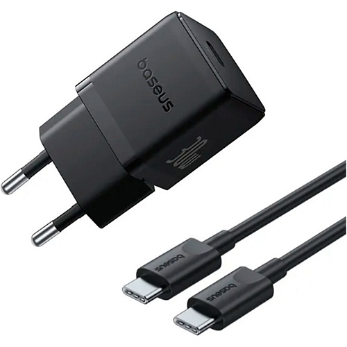 Сетевое зарядное устройство Baseus Palm Fast Charger USB-C 30W + Cable USB-C to USB-C 60W 1m Black (P10111605113-01)