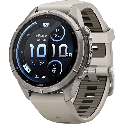 Смарт-часы Garmin Fenix 9 Pro inReach 43mm Titanium with Fog Gray/Dark Sandstone Silicone Band (010-04335-80/81)