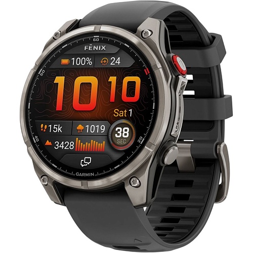 Смарт-часы Garmin Fenix 8 Pro AMOLED Sapphire 47mm Carbon Gray DLC Titanium with Graphite/Black Silicone Band (010-03198-11)