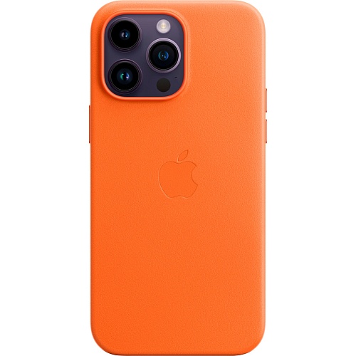 Чехол Leather Case with MagSafe для Apple iPhone 14 Pro Max Orange AAA