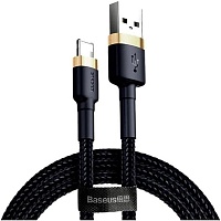 Кабель Baseus Cafule Lightning to USB-А 2m Black/Gold (CALKLF-CV1) - придбати в Дніпрі, Україні: ціна, характеристики | інтернет-магазин TOUCH
