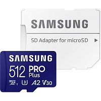 Карта пам'яті Samsung microSDXC PRO Plus 512GB Class 10 UHS-I U3 V30 A2 + SD Adapter (MB-MD512SA)