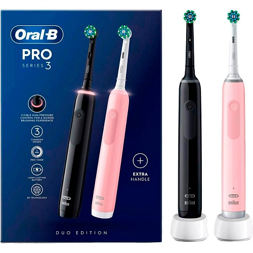 Электрическая зубная щетка Oral-B D505 PRO 3 3900 Black + Pink Витрина