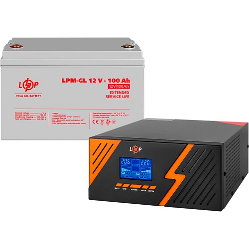 Источник бесперебойного питания (ИБП) LogicPower LPM-PSW-1500VA 12V + АКБ LPM-GL 12V - 100 Ah (29691)