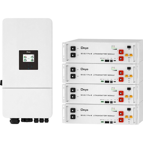 Система хранения энергии Deye SUN-8K-SG05LP3-EU-SM2 8kW + 4 АКБ SE-G5.1 Pro-B 20.4 kWh (51.2V/100Ah/5120Wh)