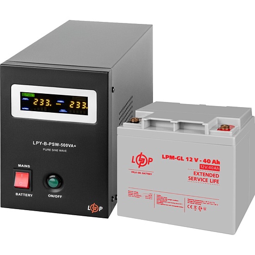 Источник бесперебойного питания (ИБП) LogicPower LPY-B-PSW-500VA + LPM-GL батарея 12V - 40Ah (14018)